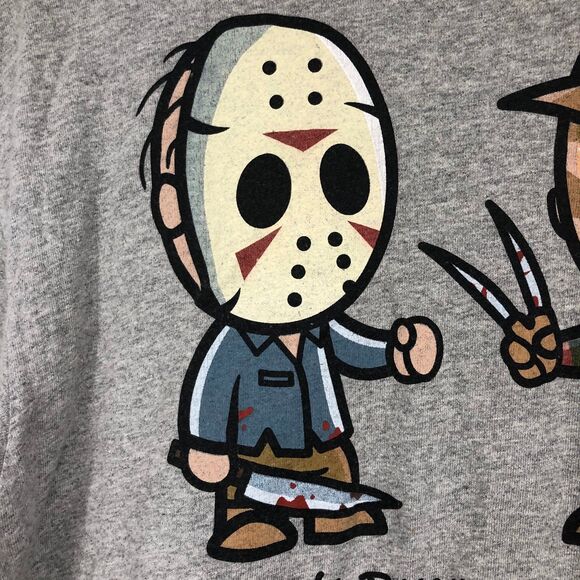 A Nightmare On Elm Street Comical Anime Graphic T-Shirt Freddie vs Jason SZ L - Picture 3 of 7